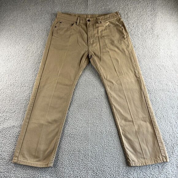 NEW Levis 505 Jeans Mens 36x29 Beige Straight Leg Regular Fit Denim Grunge Chore - Picture 1 of 16